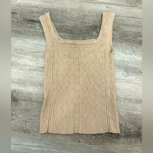 Hem & Thread Square Neck Tank Top in Tan Size Small